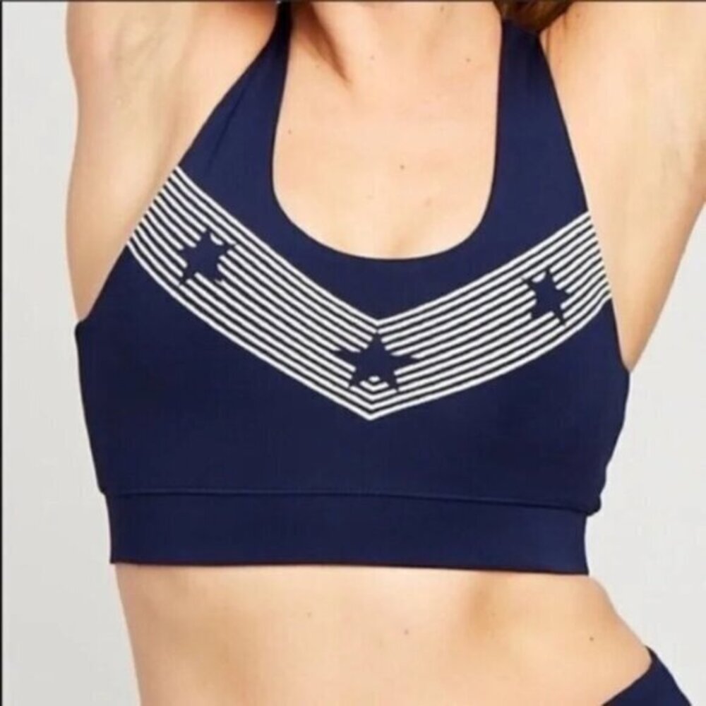 Soul by Soulcycle Sports Bra Tank Top Cropped Stars and Stripes Blue Small